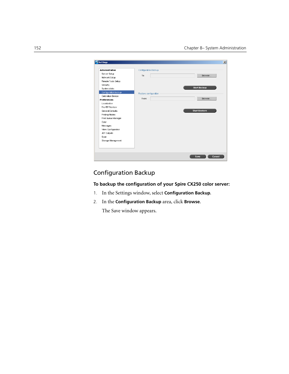 Configuration backup | Xerox CX240 User Manual | Page 162 / 276