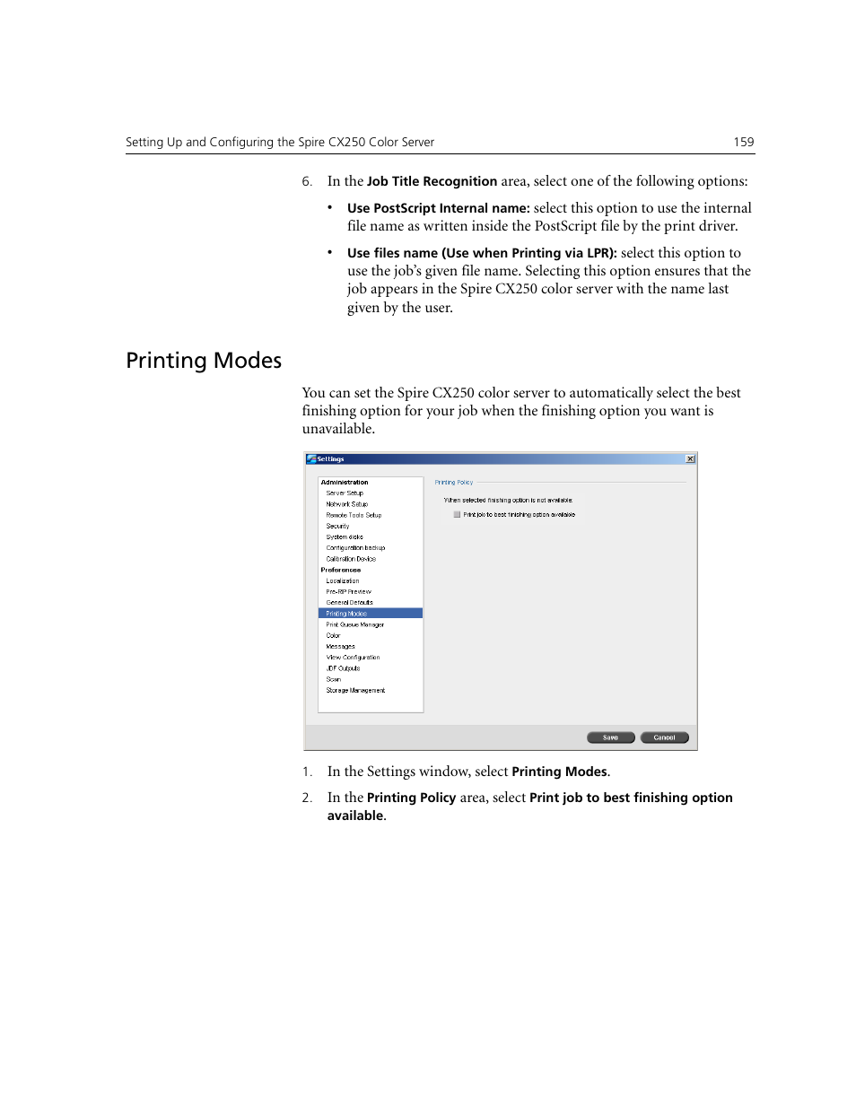 Printing modes | Xerox CX240 User Manual | Page 169 / 276