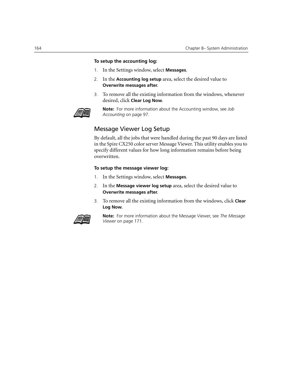 Message viewer log setup | Xerox CX240 User Manual | Page 174 / 276