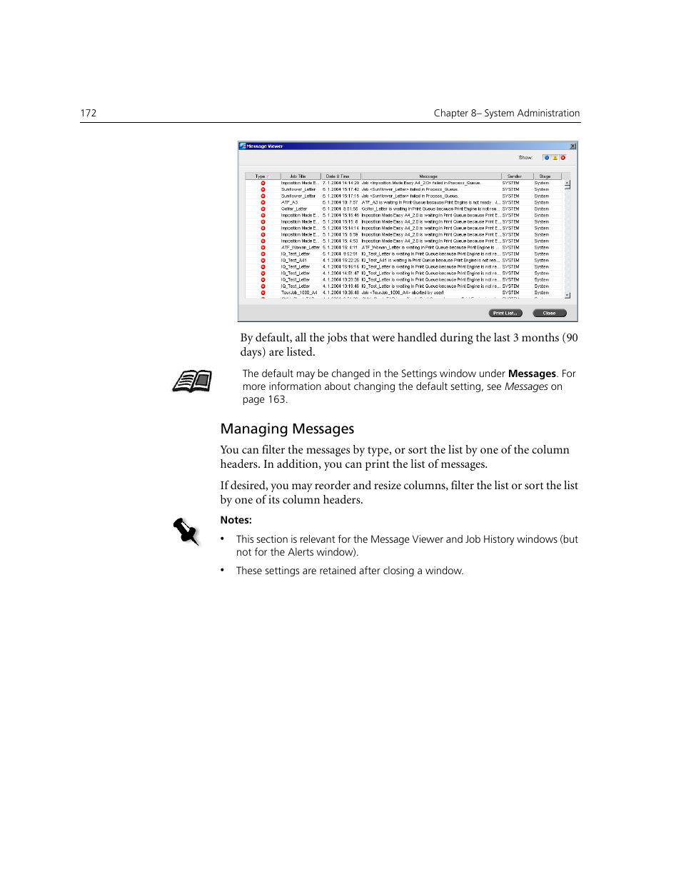 Managing messages | Xerox CX240 User Manual | Page 182 / 276