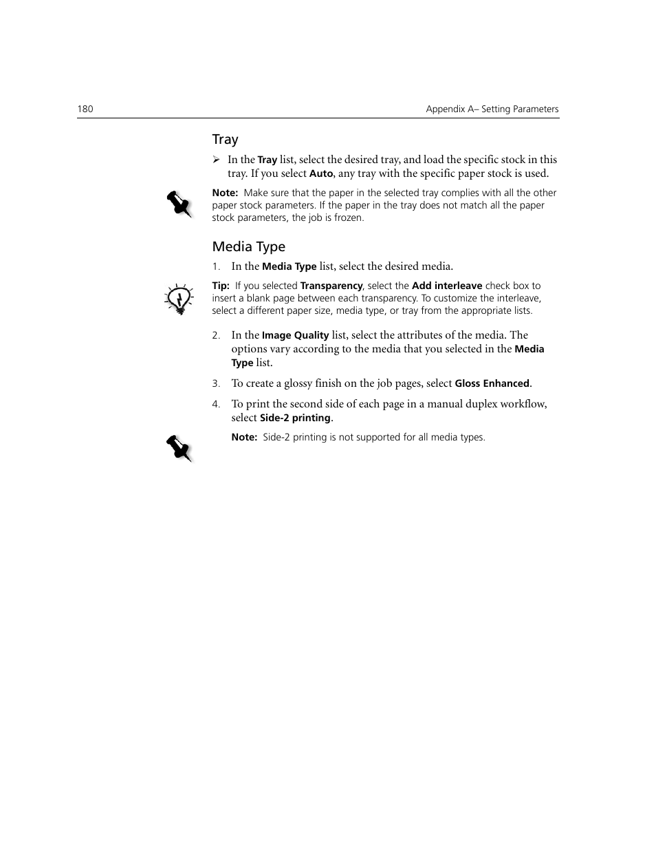 Tray, Media type | Xerox CX240 User Manual | Page 190 / 276