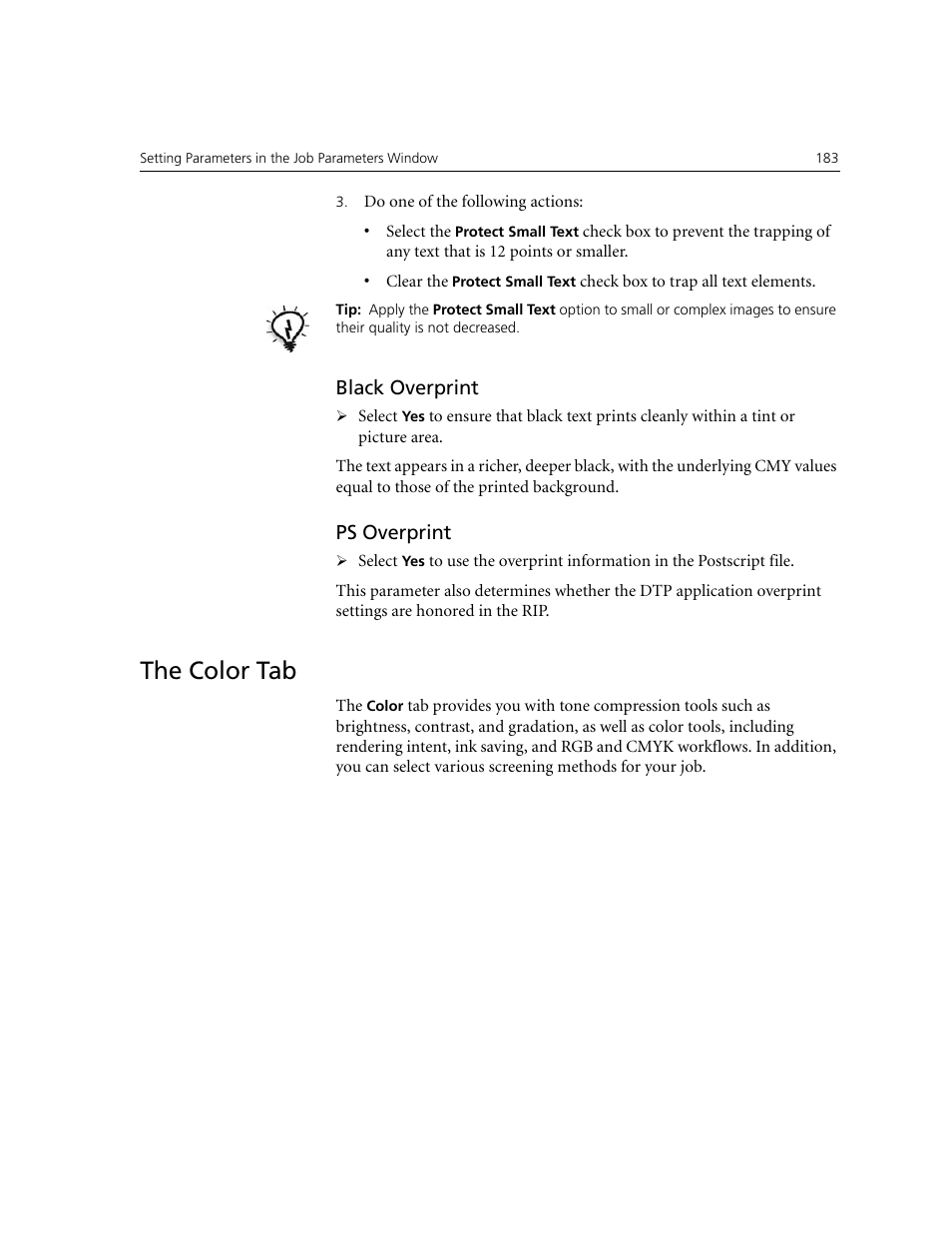 Black overprint, Ps overprint, The color tab | Xerox CX240 User Manual | Page 193 / 276