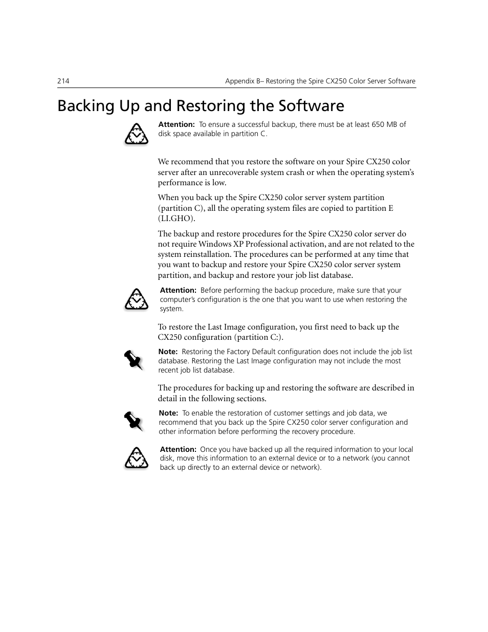 Backing up and restoring the software | Xerox CX240 User Manual | Page 224 / 276