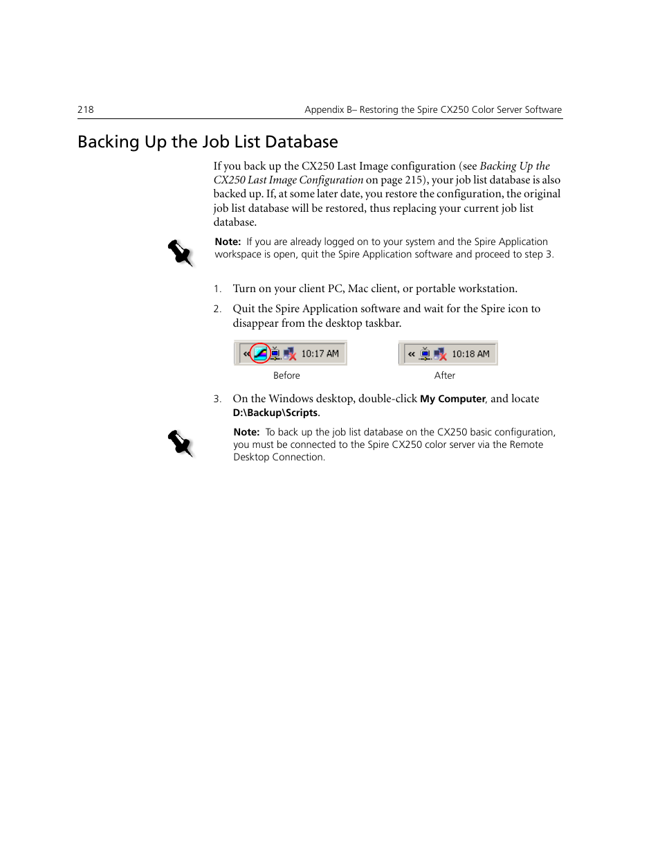Backing up the job list database | Xerox CX240 User Manual | Page 228 / 276