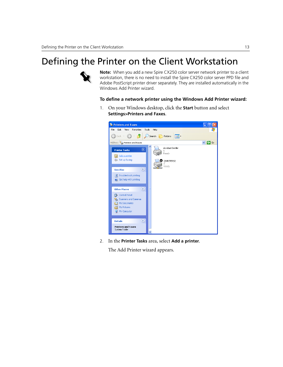 Defining the printer on the client workstation | Xerox CX240 User Manual | Page 23 / 276