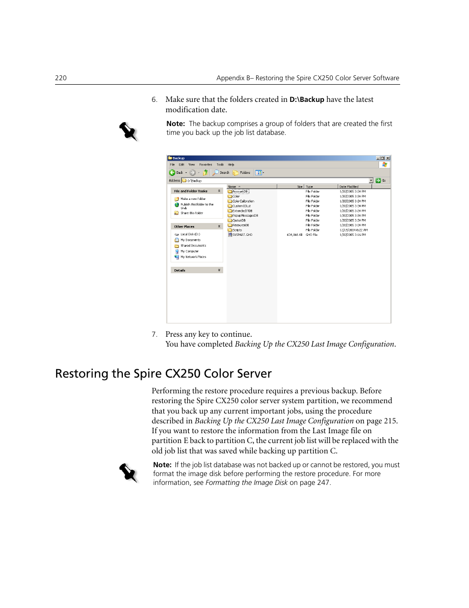 Restoring the spire cx250 color server | Xerox CX240 User Manual | Page 230 / 276