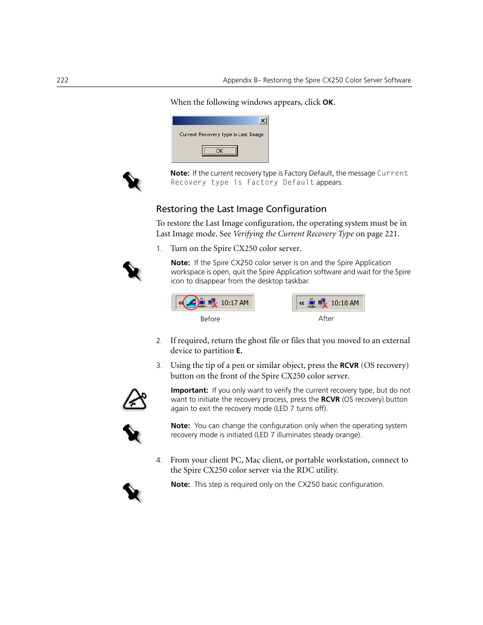 Restoring the last image configuration | Xerox CX240 User Manual | Page 232 / 276