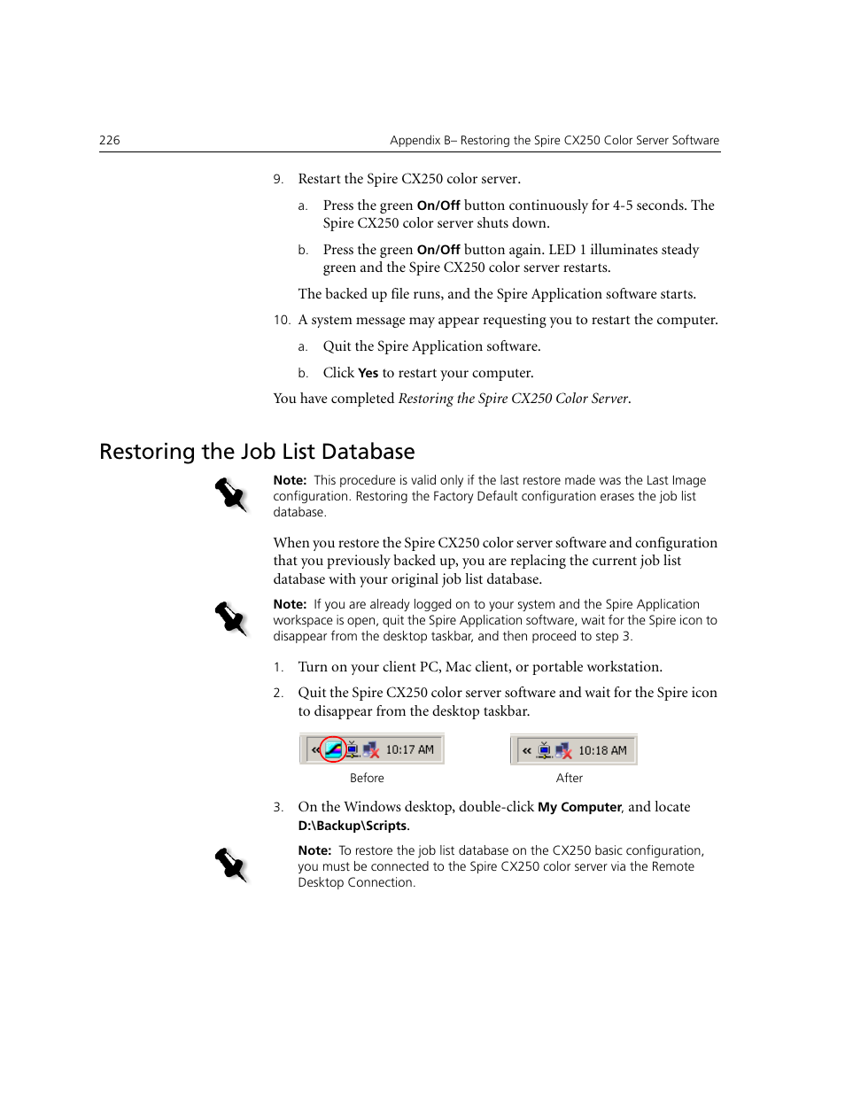 Restoring the job list database | Xerox CX240 User Manual | Page 236 / 276