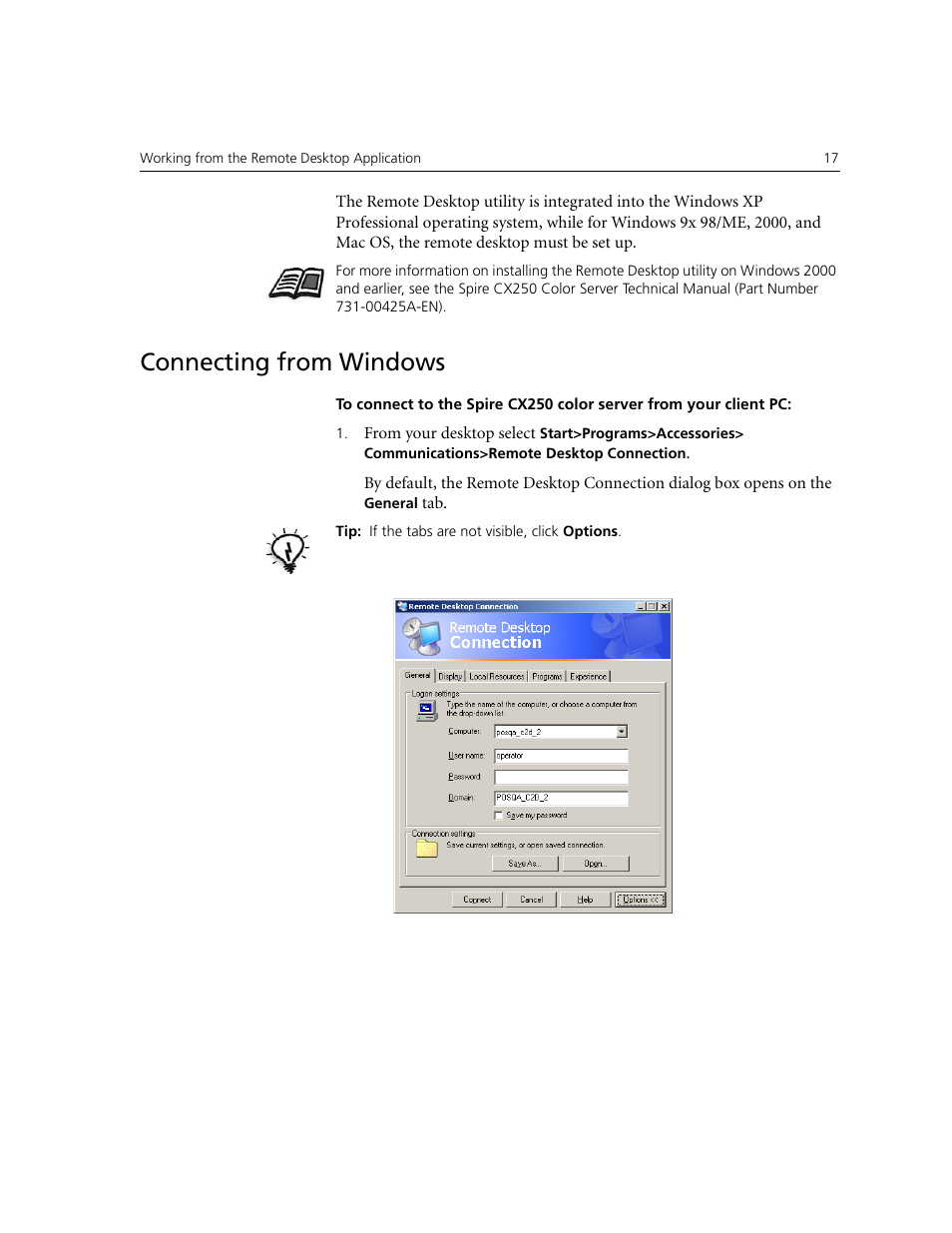 Connecting from windows | Xerox CX240 User Manual | Page 27 / 276
