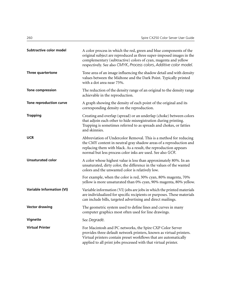 Subtractive color model, Trapping | Xerox CX240 User Manual | Page 270 / 276