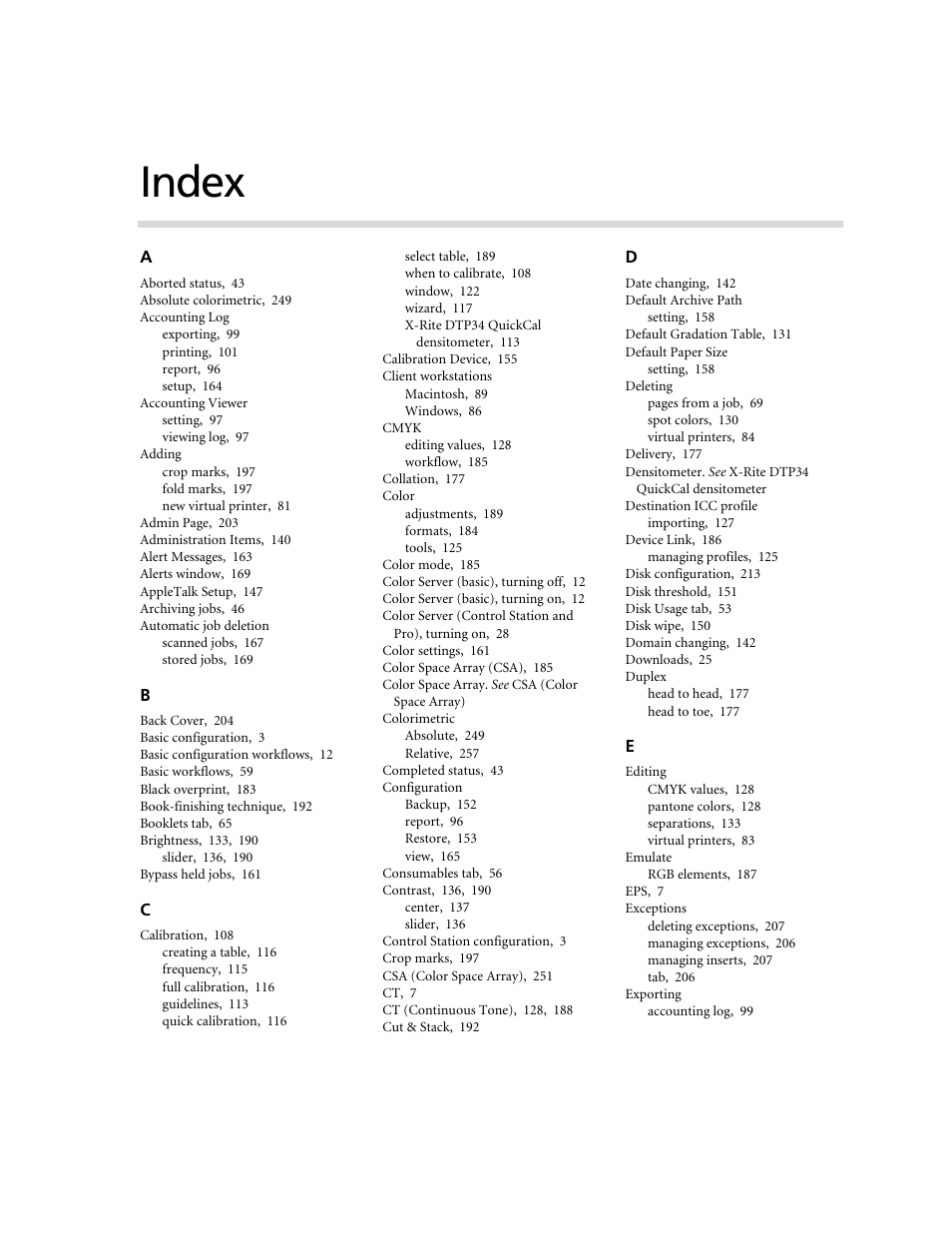 Index | Xerox CX240 User Manual | Page 273 / 276