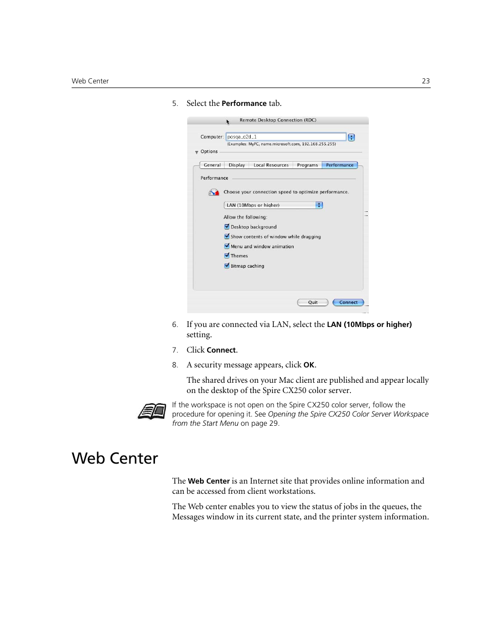 Web center | Xerox CX240 User Manual | Page 33 / 276
