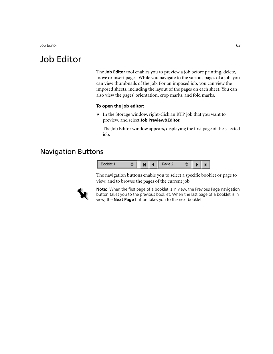 Job editor, Navigation buttons | Xerox CX240 User Manual | Page 73 / 276