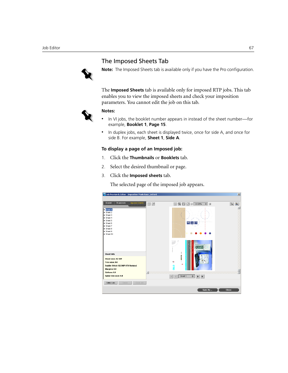The imposed sheets tab | Xerox CX240 User Manual | Page 77 / 276