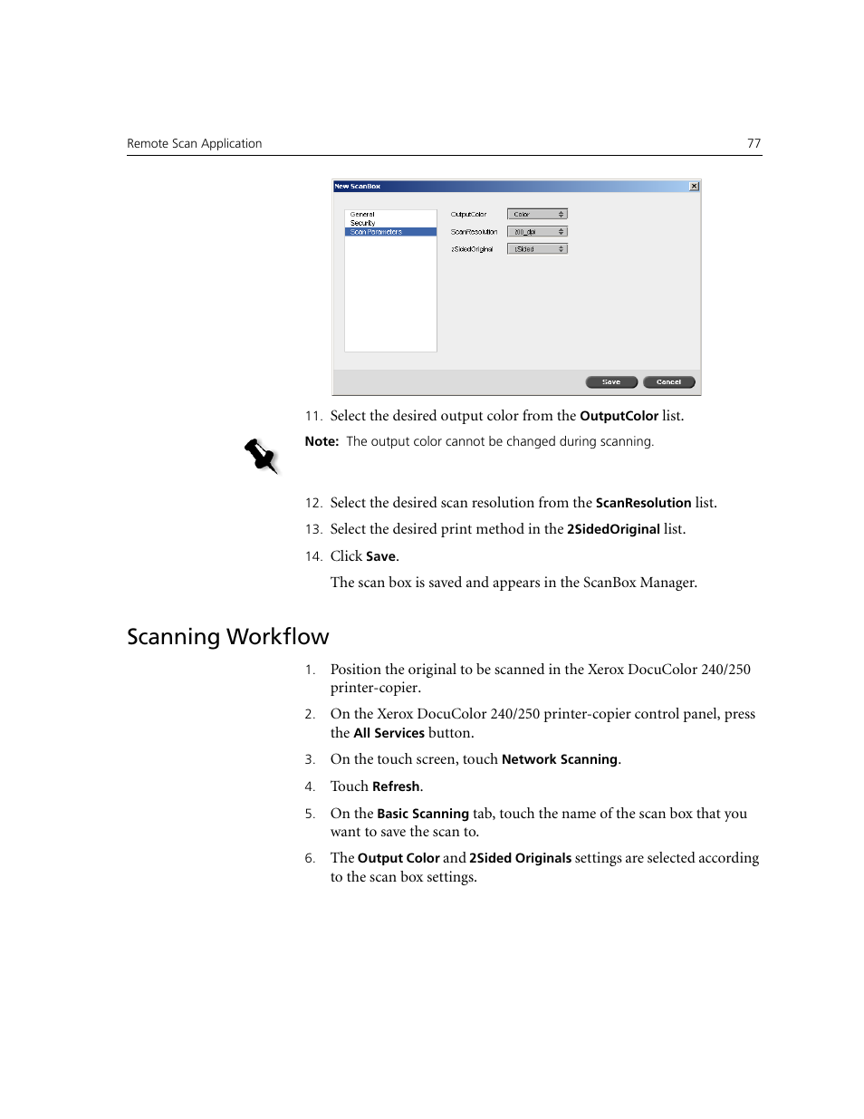 Scanning workflow | Xerox CX240 User Manual | Page 87 / 276