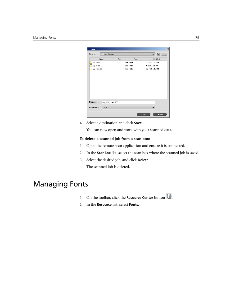 Managing fonts | Xerox CX240 User Manual | Page 89 / 276