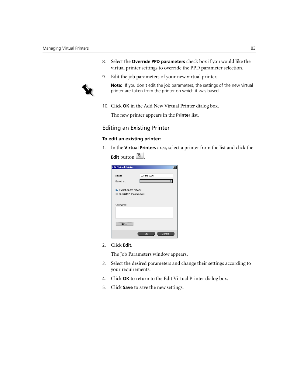 Editing an existing printer | Xerox CX240 User Manual | Page 93 / 276