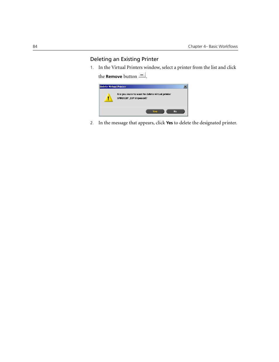 Deleting an existing printer | Xerox CX240 User Manual | Page 94 / 276