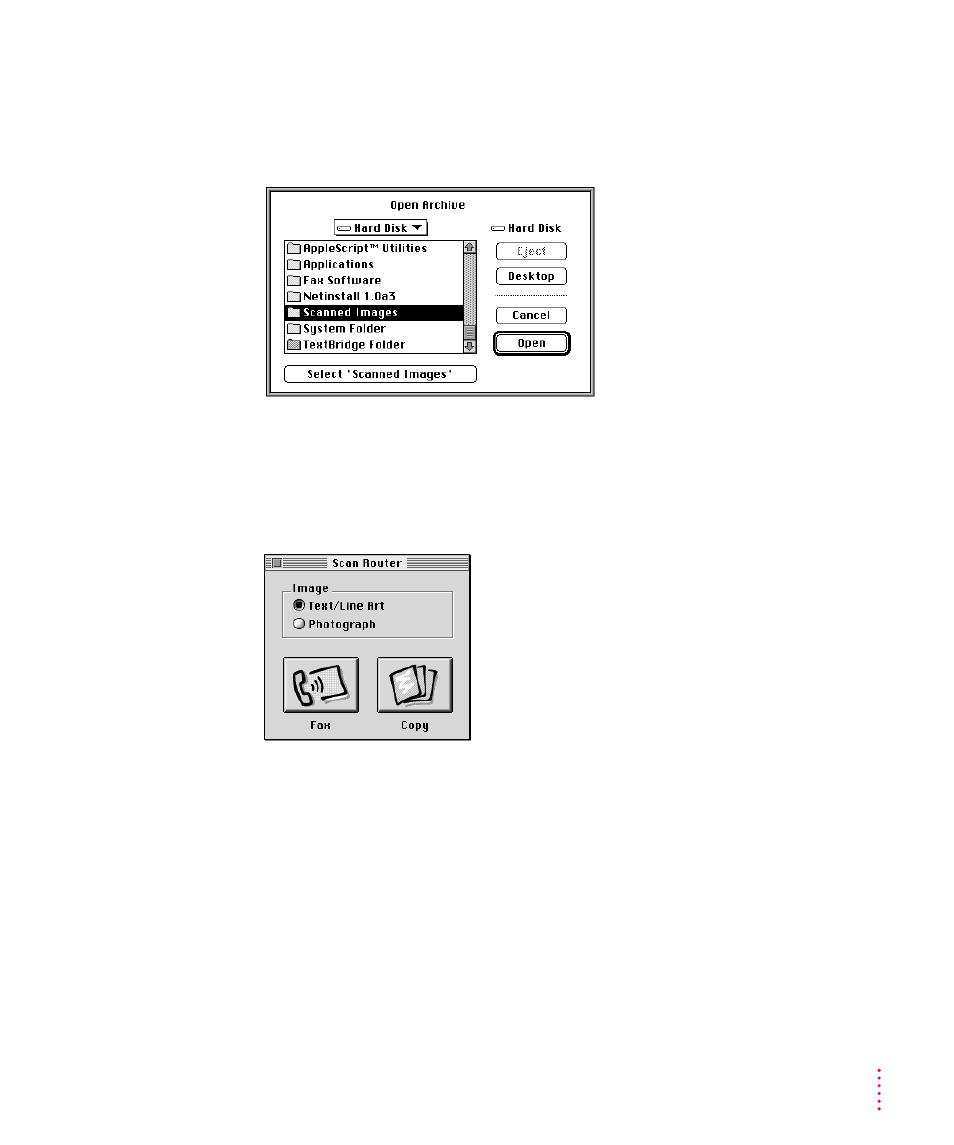 Open archive, Scan router, Close | Xerox 600 User Manual | Page 107 / 185