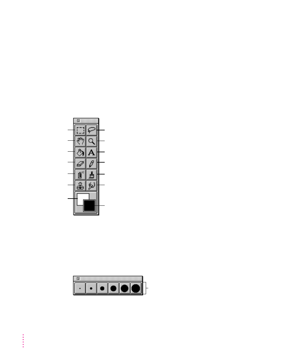 Image-editing overview 64, Image-editing overview, Tool palette | Brush palette | Xerox 600 User Manual | Page 72 / 185