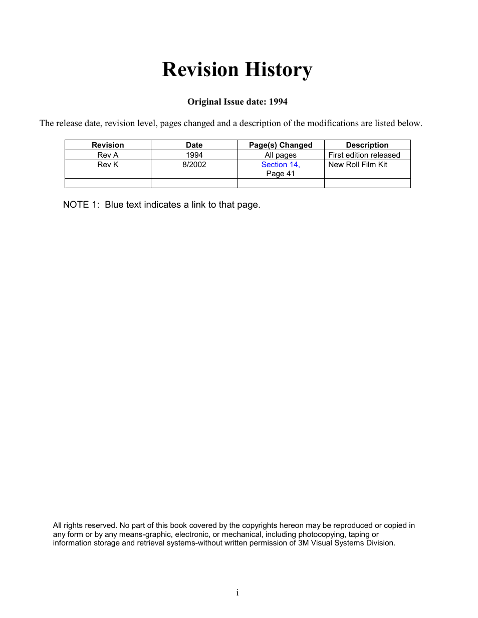 Revision history | Xerox 9550 User Manual | Page 2 / 63