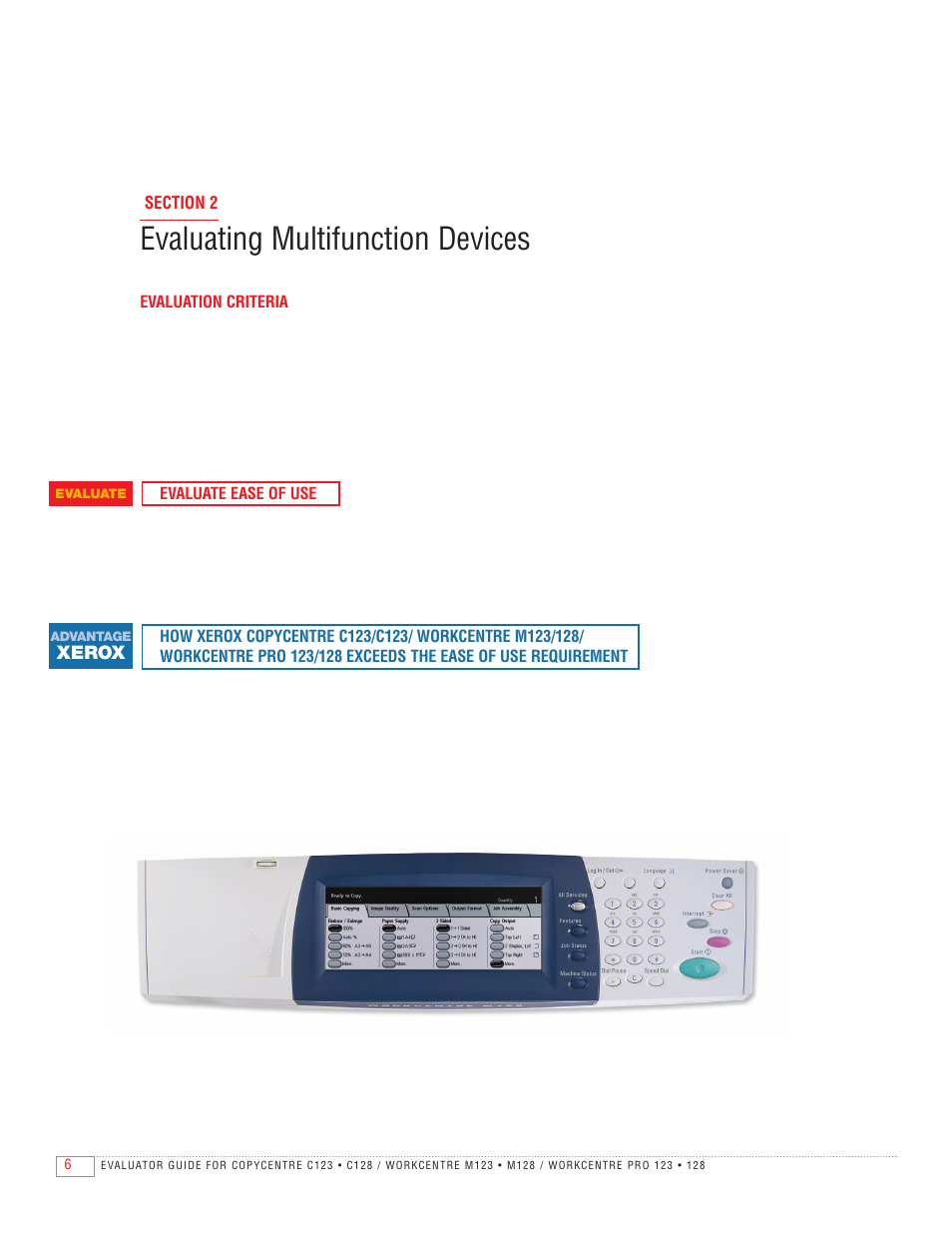 Evaluating multifunction devices | Xerox C123 User Manual | Page 6 / 12