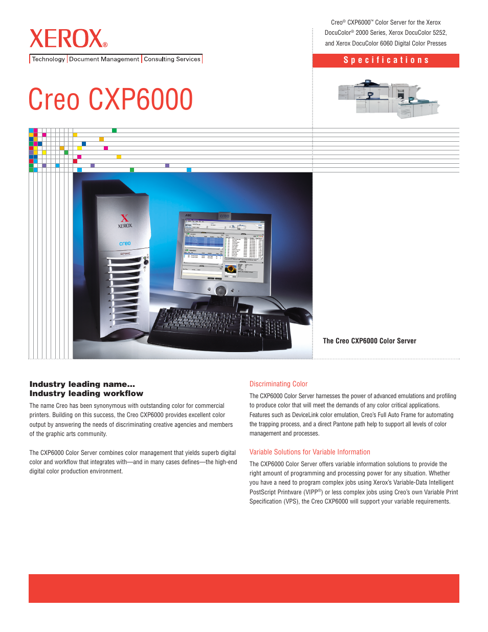 Xerox Creo CXP6000 User Manual | 2 pages