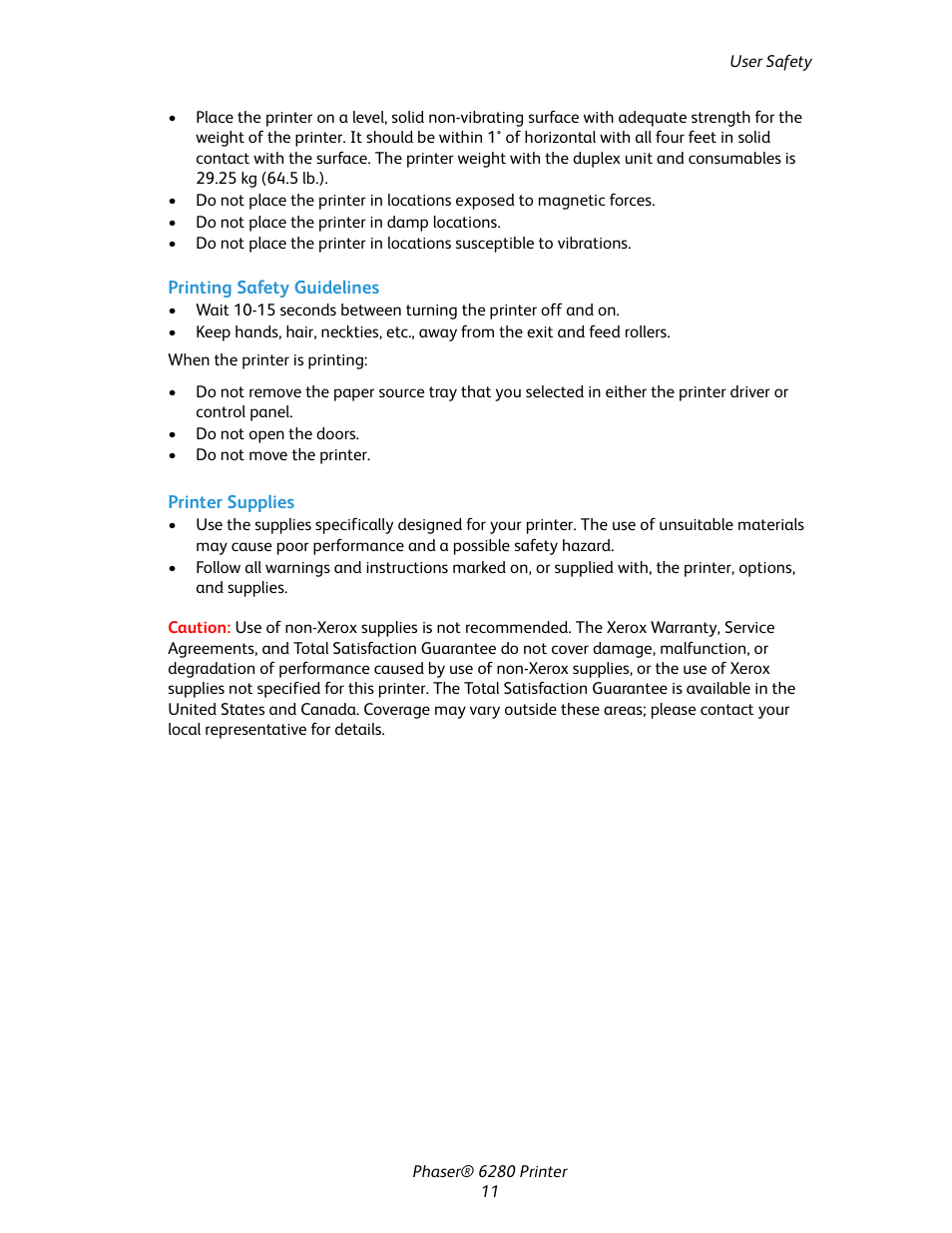 Xerox Color Printer Phaser 6280 User Manual | Page 11 / 158