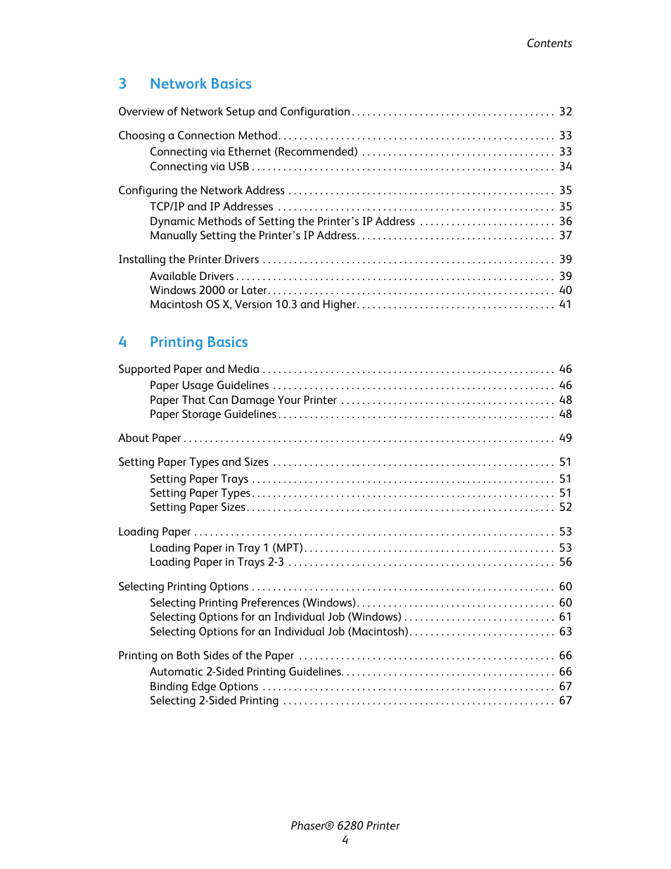 Xerox Color Printer Phaser 6280 User Manual | Page 4 / 158