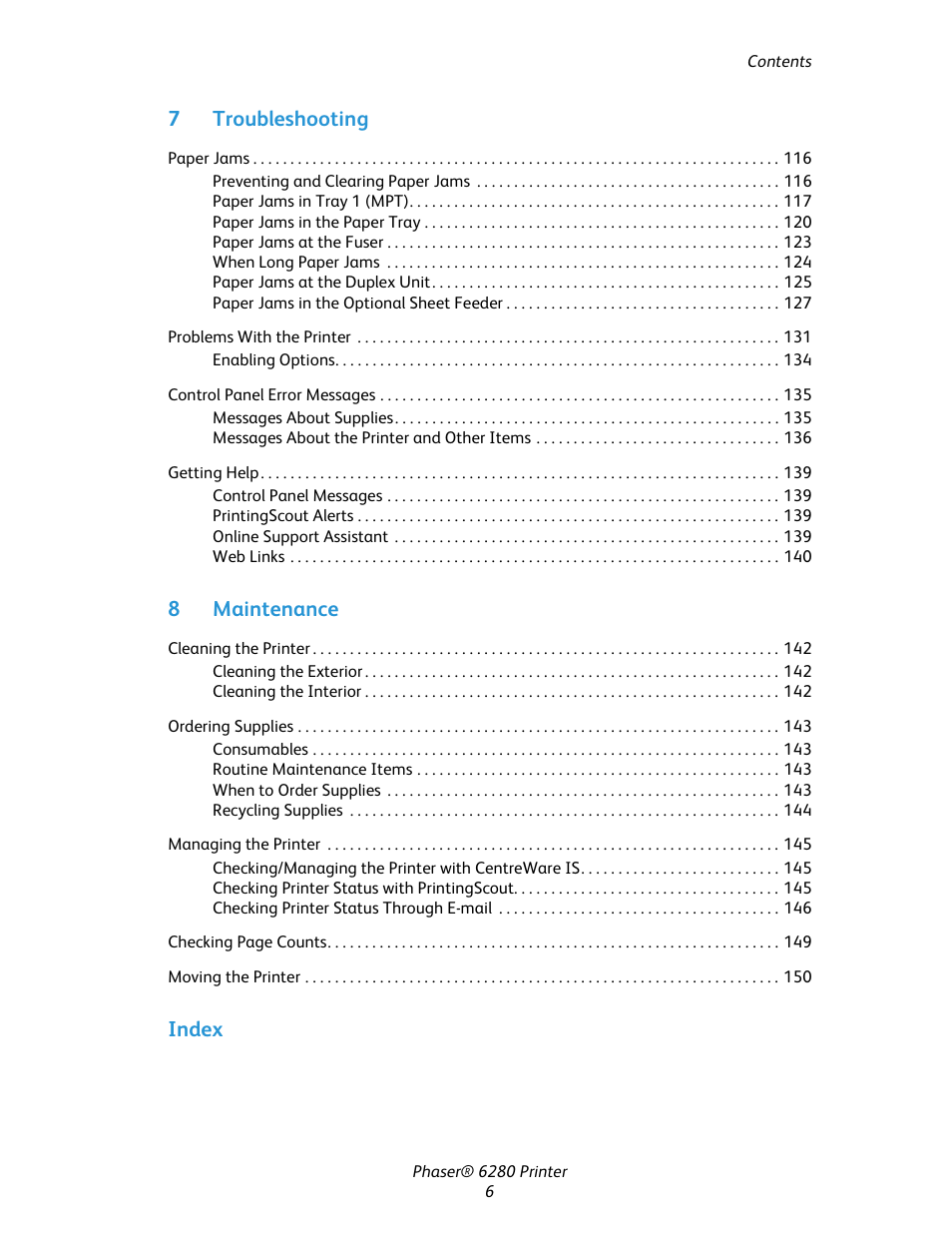 Xerox Color Printer Phaser 6280 User Manual | Page 6 / 158