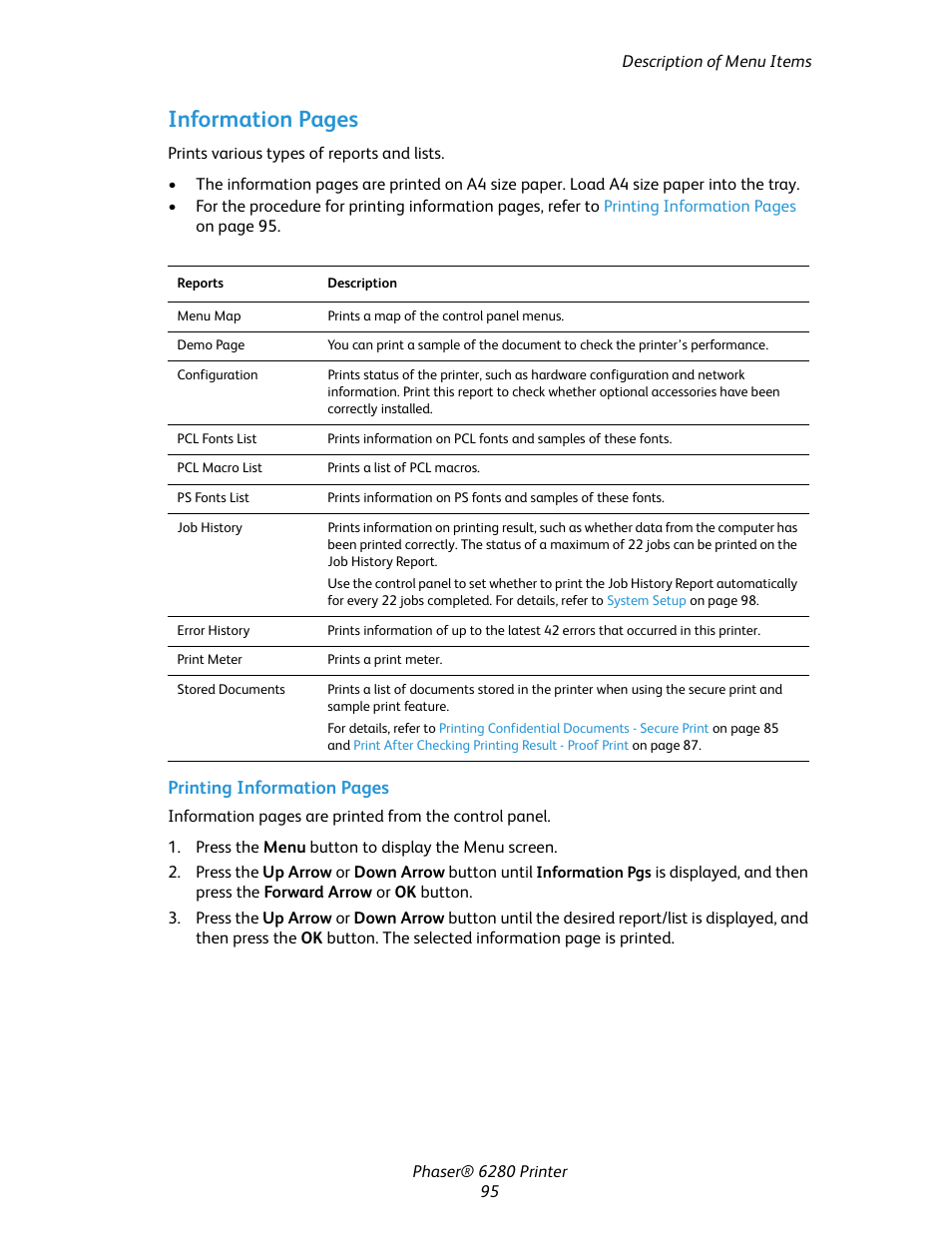 Information pages | Xerox Color Printer Phaser 6280 User Manual | Page 94 / 158