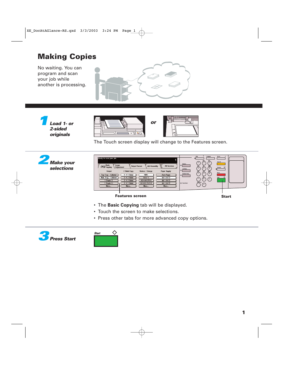 Making copies | Xerox C75 User Manual | Page 3 / 16