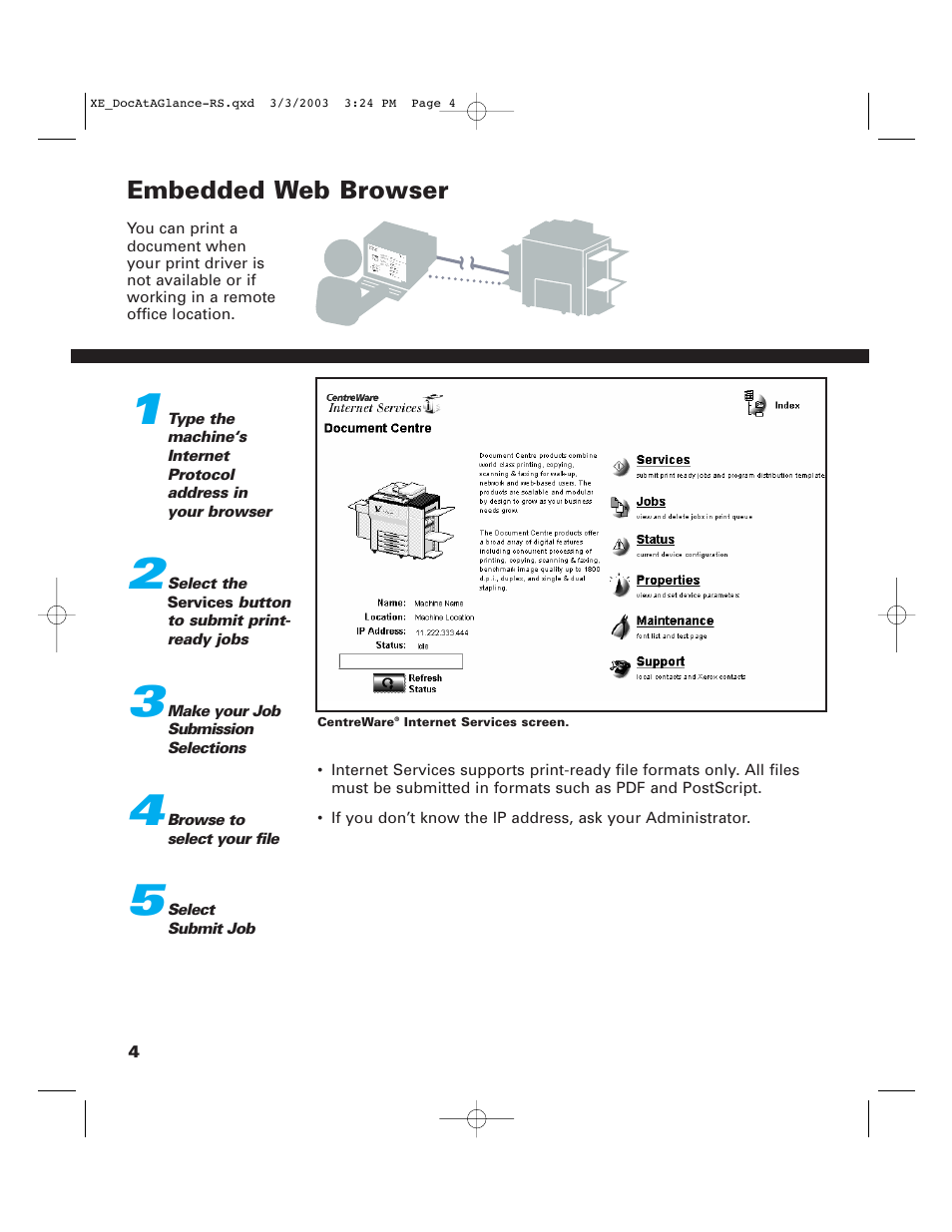 Embedded web browser | Xerox C75 User Manual | Page 6 / 16