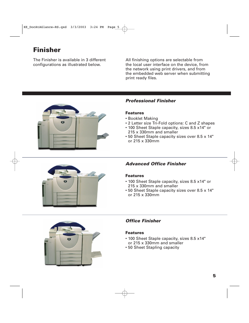 Finisher | Xerox C75 User Manual | Page 7 / 16