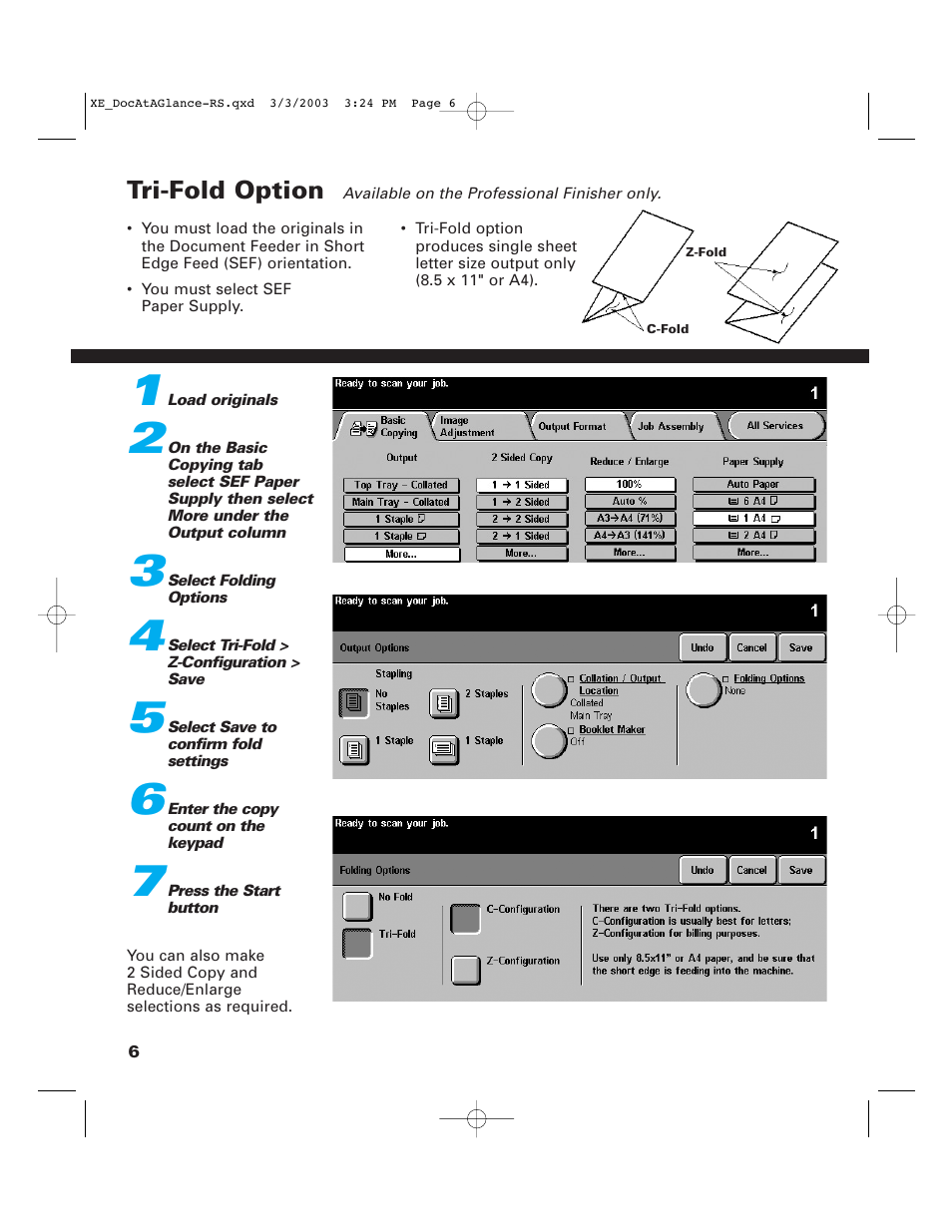 Tri-fold option | Xerox C75 User Manual | Page 8 / 16