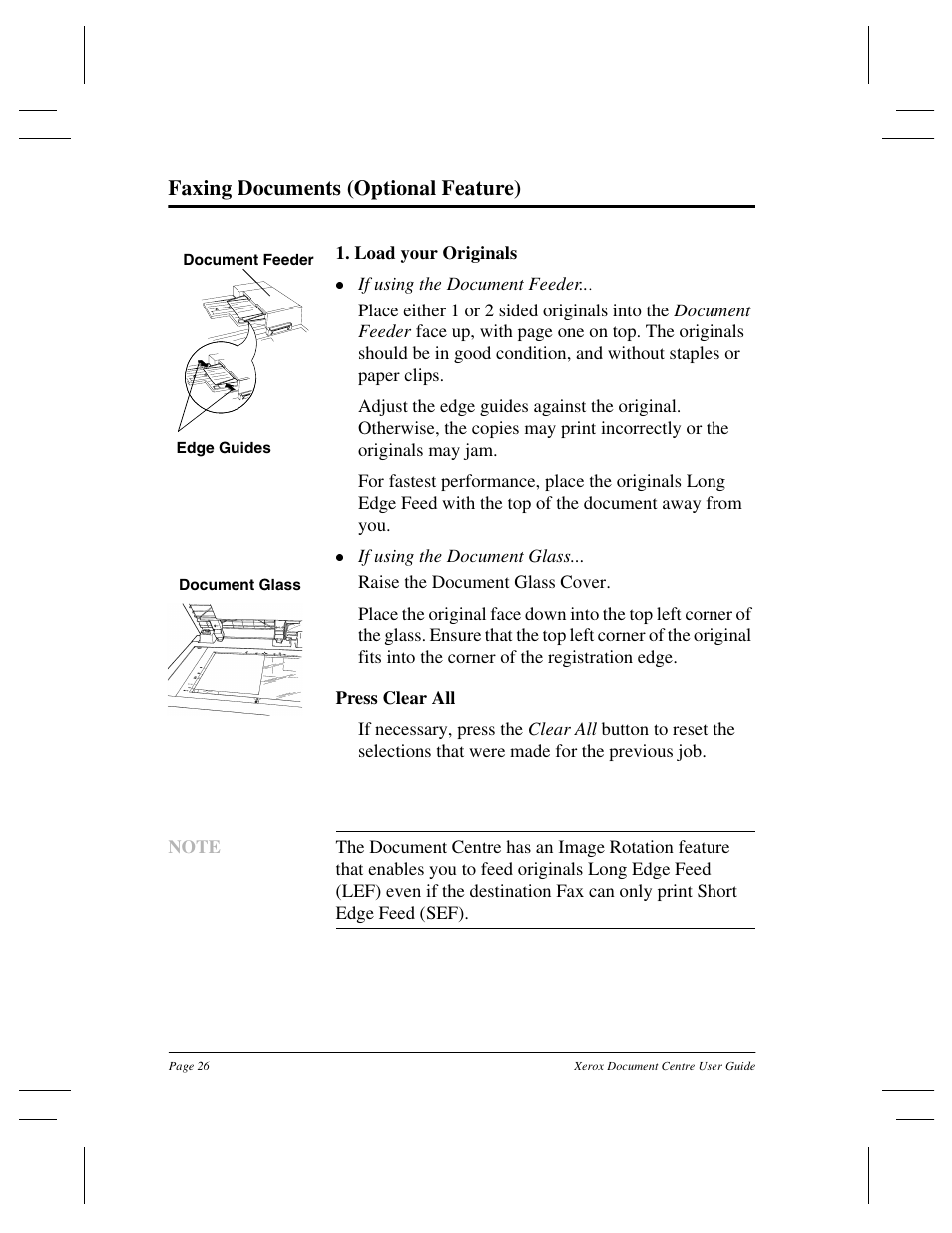 Faxing documents (optional feature) | Xerox 255 DC User Manual | Page 38 / 75