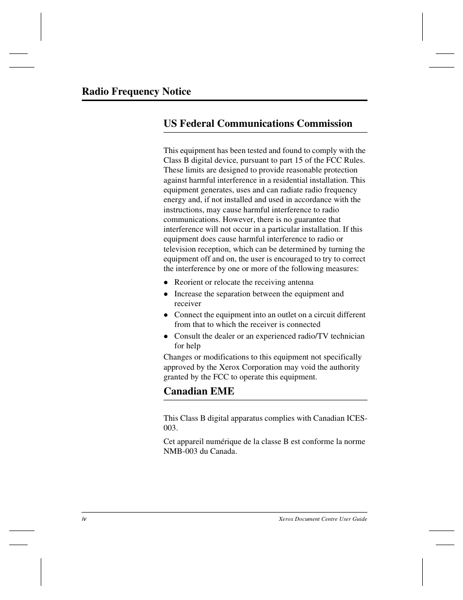 Canadian eme | Xerox 255 DC User Manual | Page 6 / 75