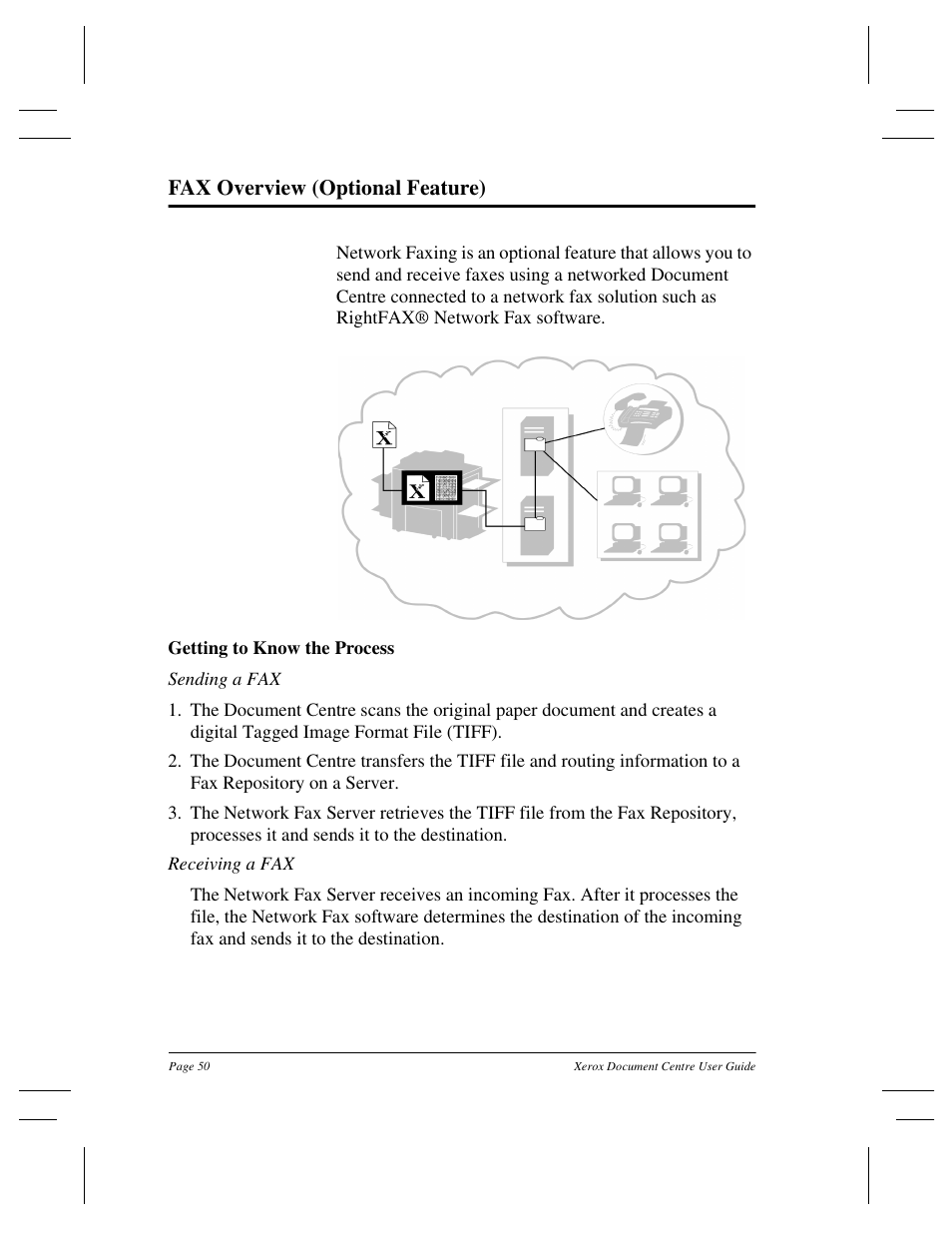 Fax overview (optional feature) | Xerox 255 DC User Manual | Page 62 / 75