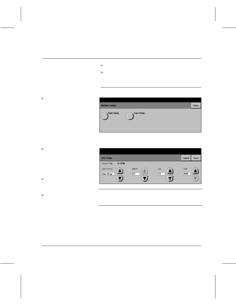 Date/time setup, Date | Xerox 332 User Manual | Page 24 / 116