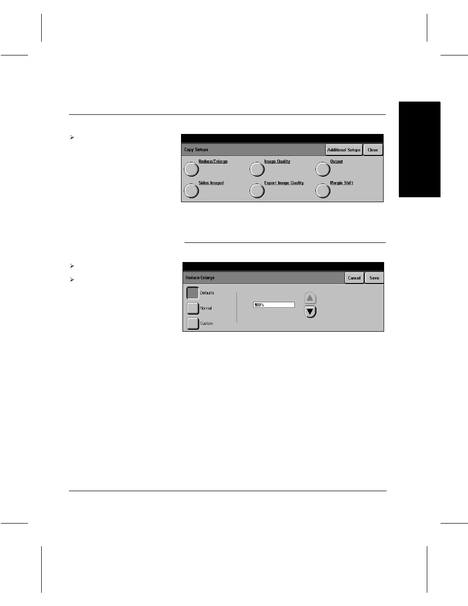 Copy setups copy setup s reduce/enlarge | Xerox 332 User Manual | Page 49 / 116