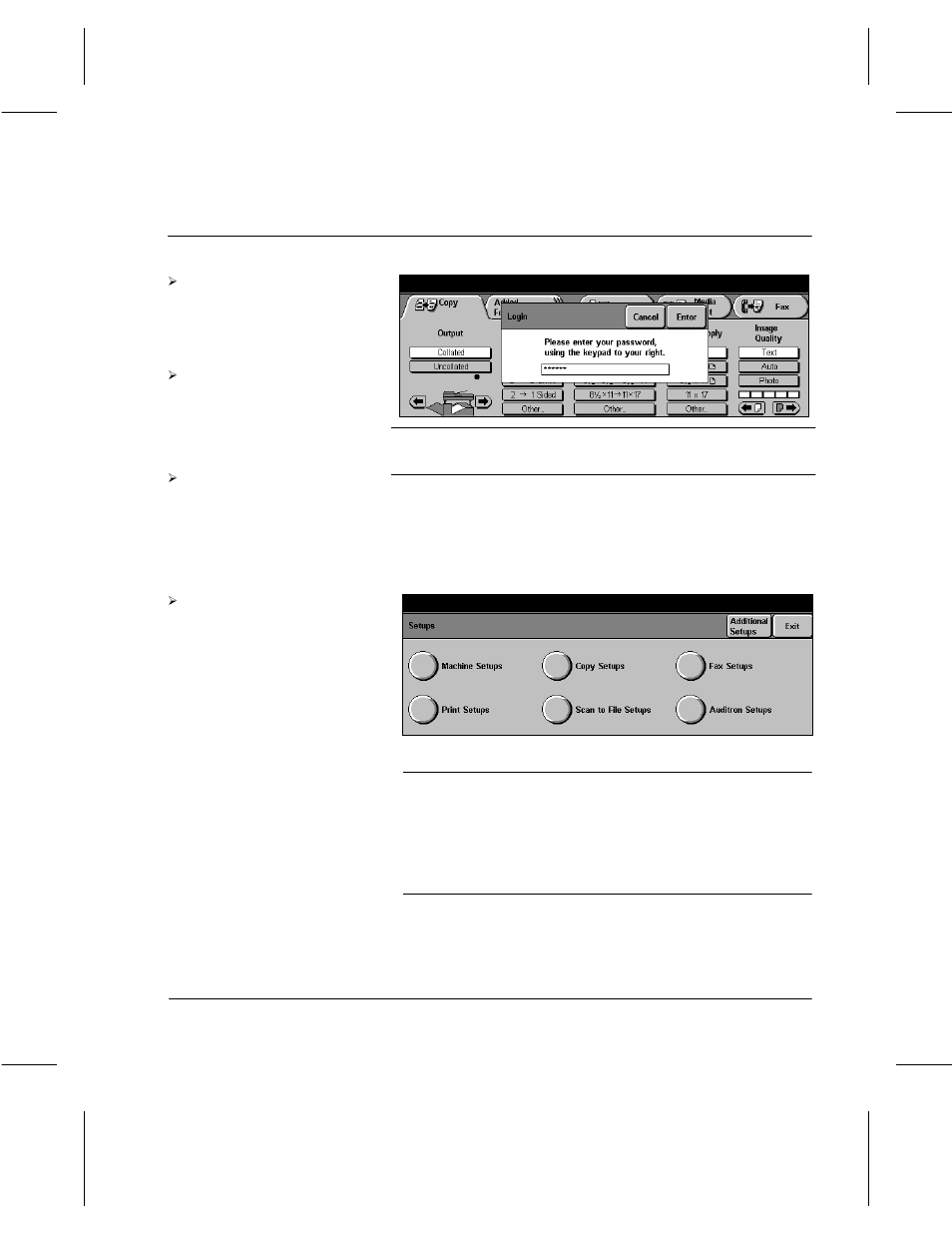 Access the fax setups | Xerox 332 User Manual | Page 60 / 116