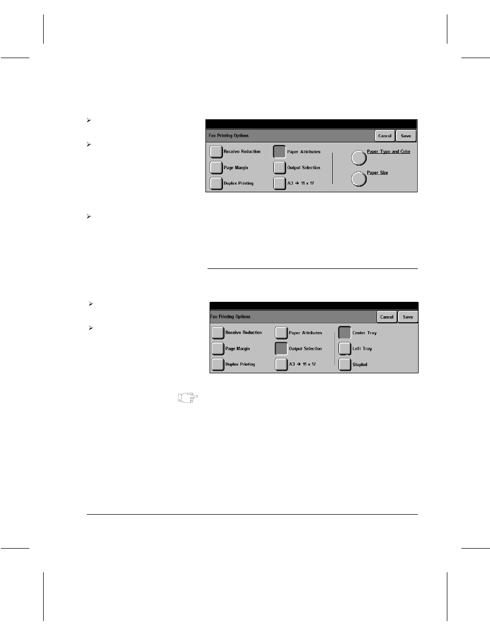 Output selection | Xerox 332 User Manual | Page 70 / 116