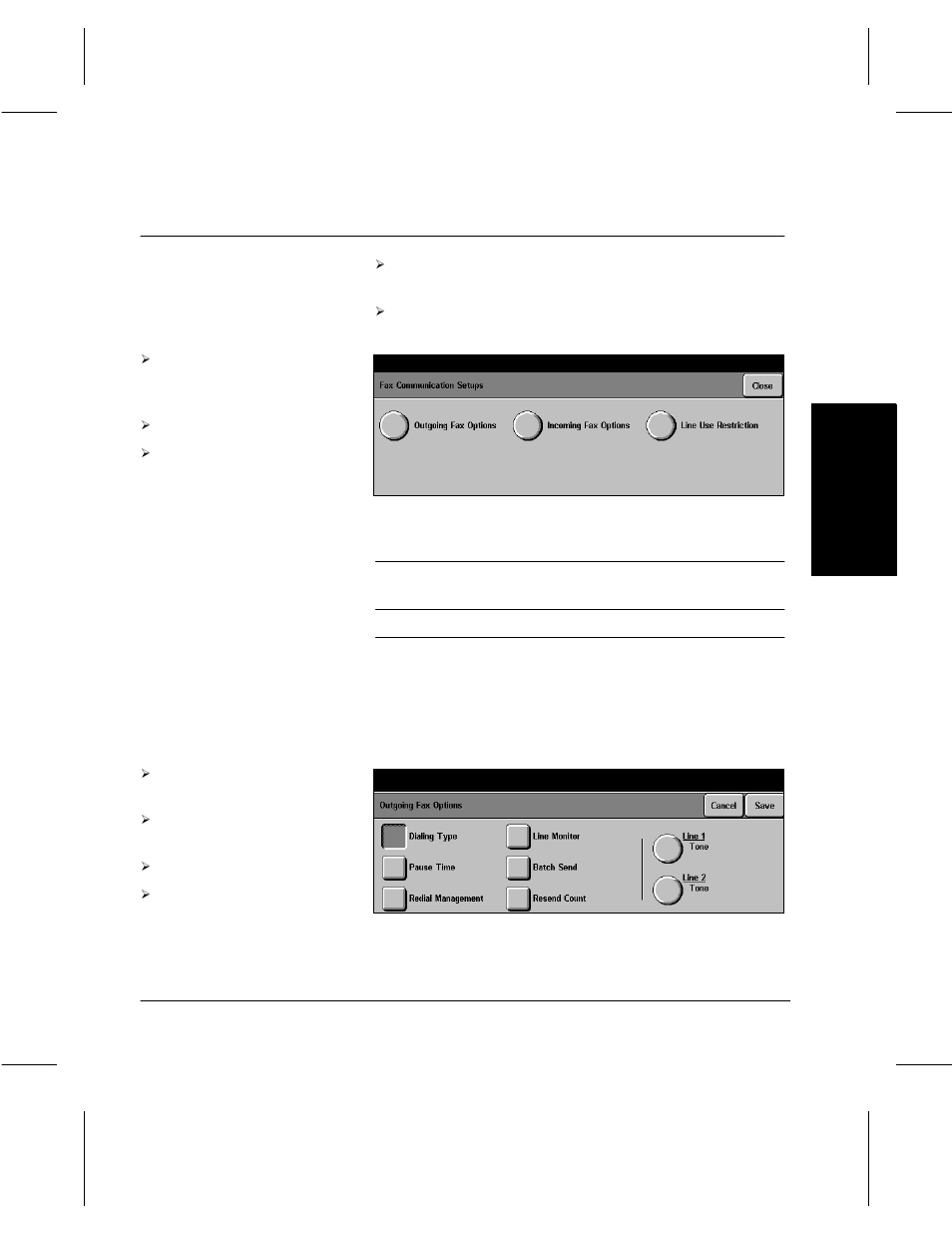 Fax setups, Outgoing fax options | Xerox 332 User Manual | Page 83 / 116