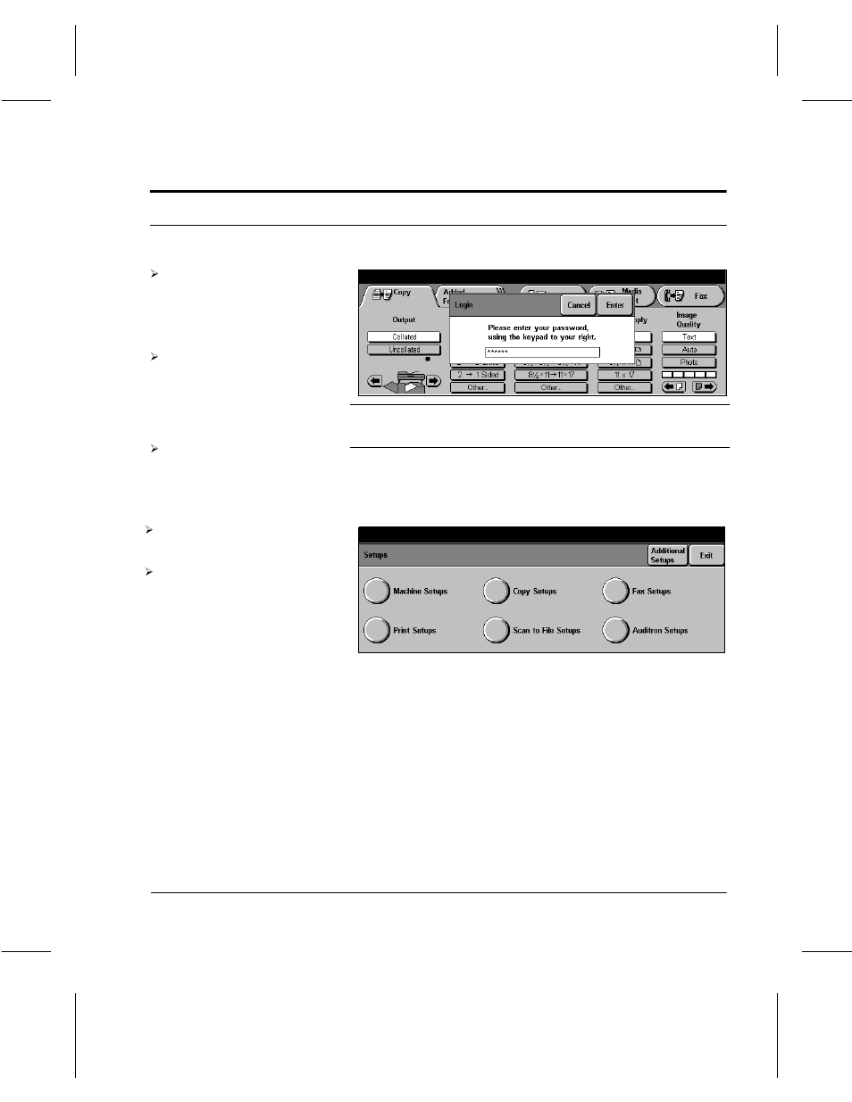 Access auditron setups | Xerox 332 User Manual | Page 92 / 116