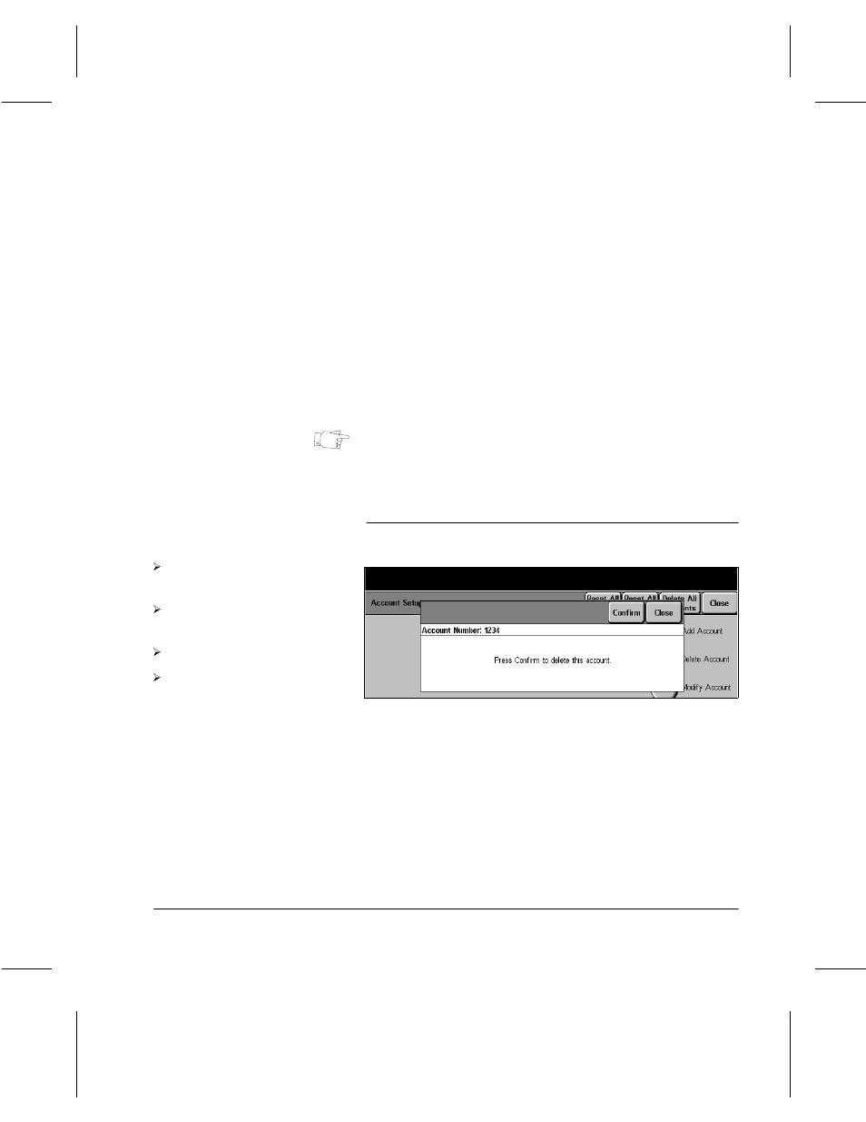Delete account | Xerox 332 User Manual | Page 96 / 116