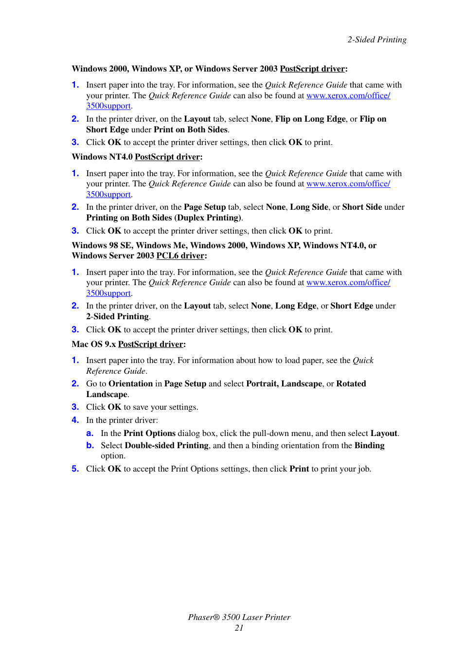 Xerox Laser Printer 3500 User Manual | Page 26 / 59