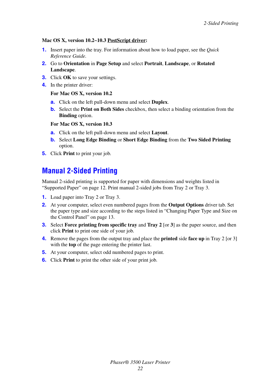 Manual 2-sided printing | Xerox Laser Printer 3500 User Manual | Page 27 / 59