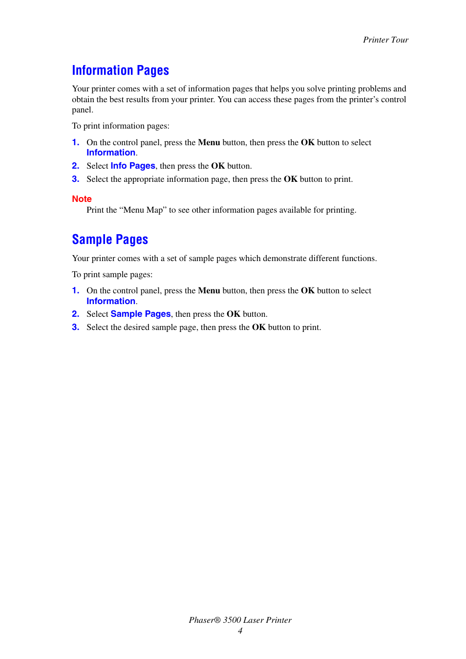 Information pages, Sample pages | Xerox Laser Printer 3500 User Manual | Page 9 / 59