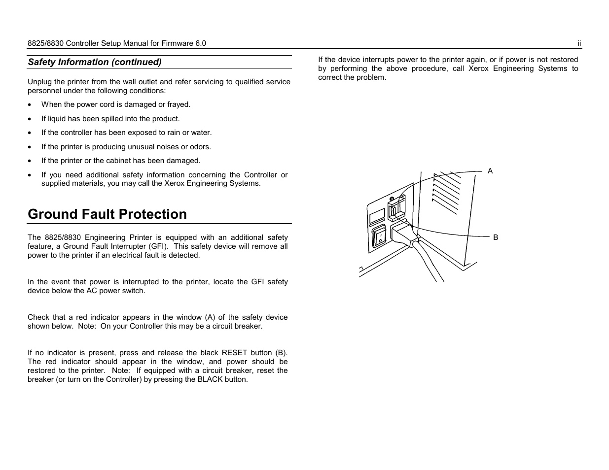 Ground fault protection | Xerox 8825 User Manual | Page 4 / 162