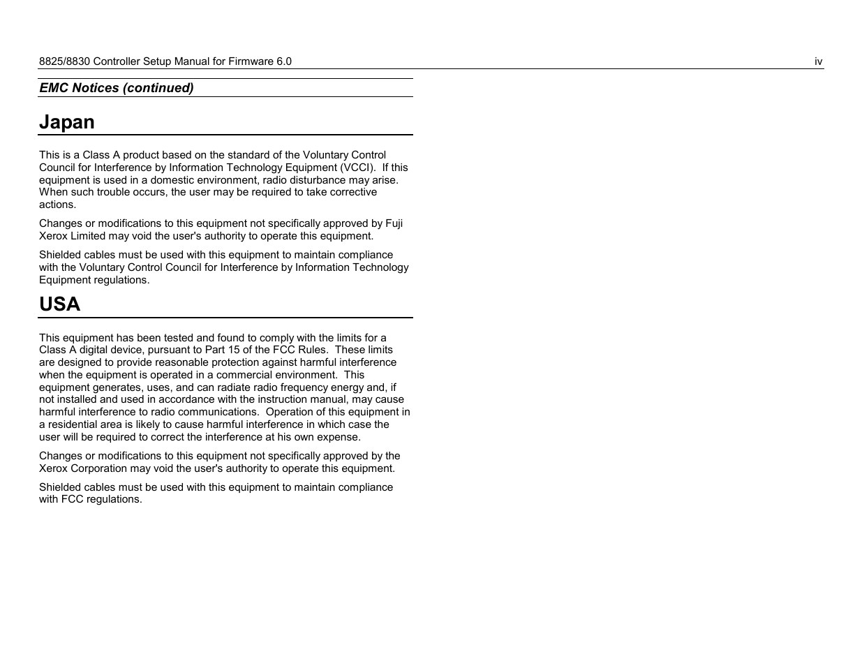 Japan | Xerox 8825 User Manual | Page 6 / 162